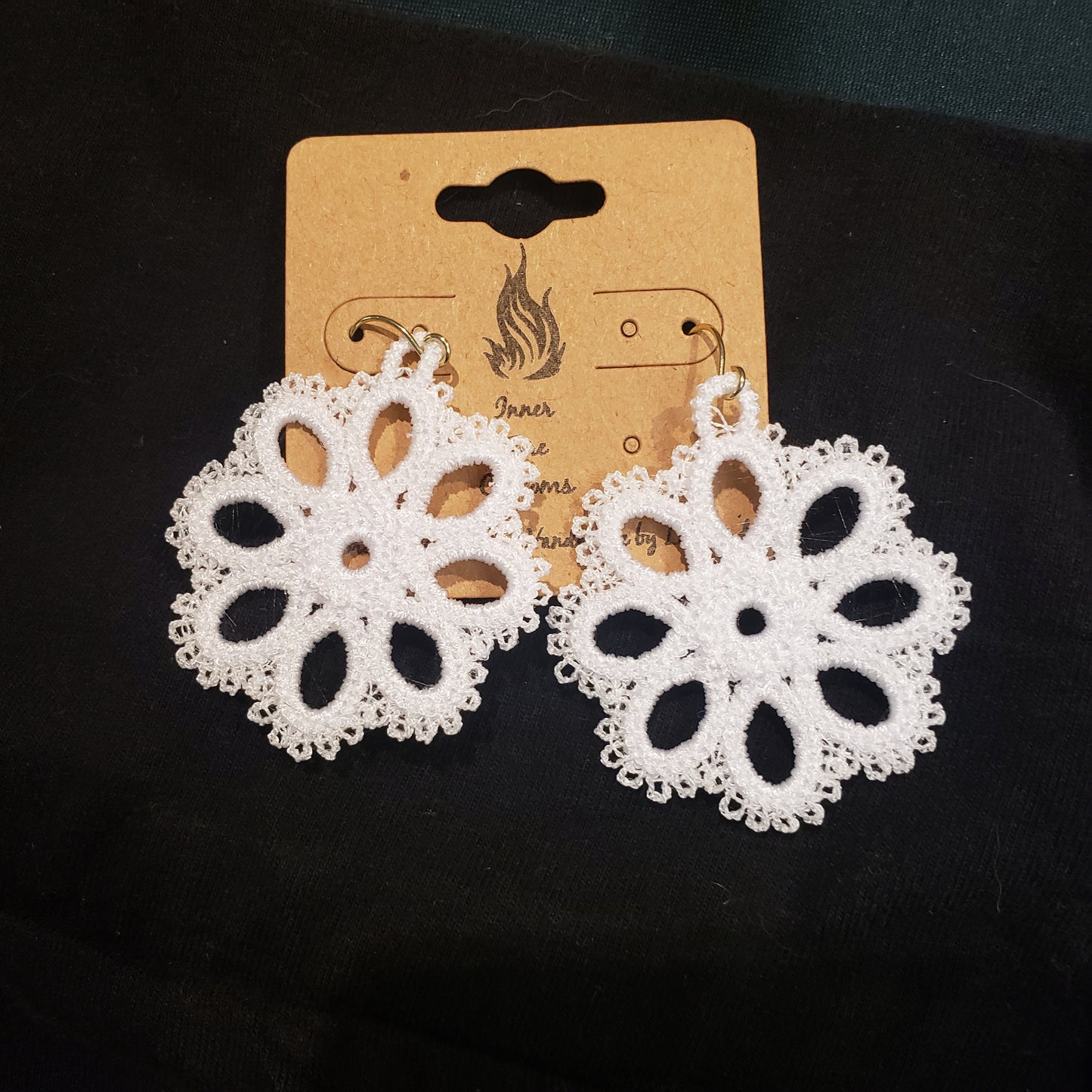 Embroidered Earrings pair.